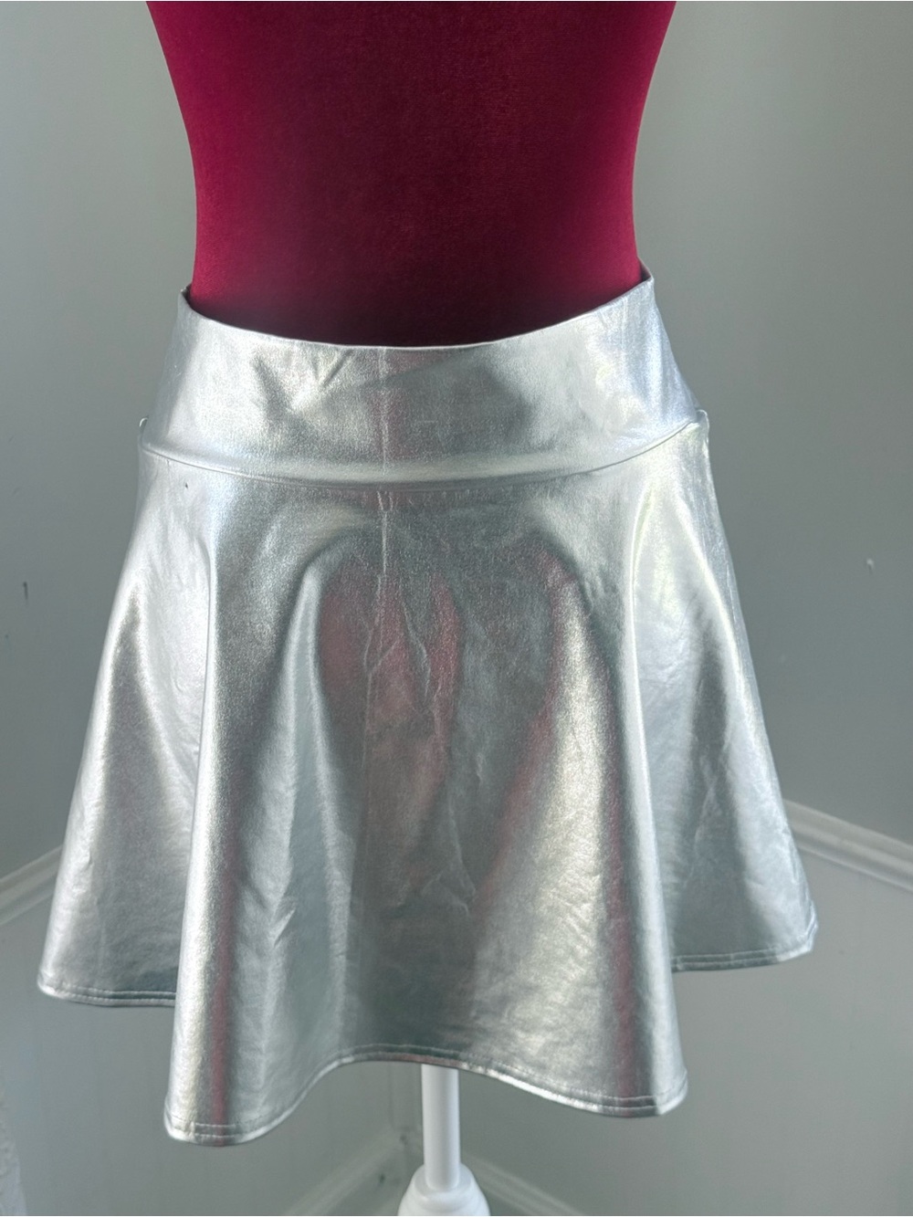Metallic Silver A-Line Skirt - Silver - Picture 5 of 7